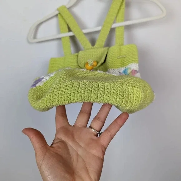 Handmade Crochet Knit Mini Backpack Bag Colorful Floral Bohemian Hippie 70s - Picture 11 of 11